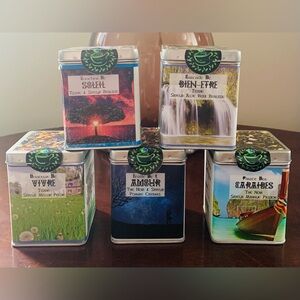 Lot of 5 Tea Metal Tins with Lids